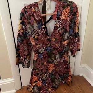 Anthropologie sequin floral dress